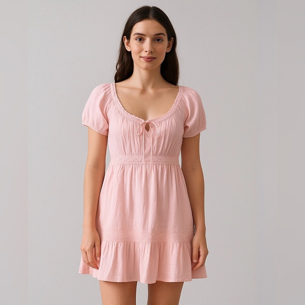 Lulus‎ Blush Pink boho babydoll mini dress